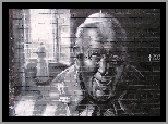 Postać, Mural, Street art, Okno, Portret, Jan Paweł II